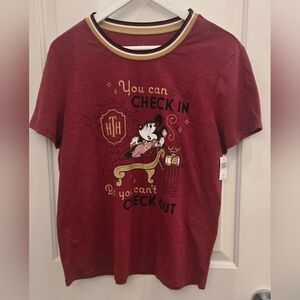 Disney Tower Of Terror  Minnie short Sleeve T-shirt Burgundy Red Size L. NWT